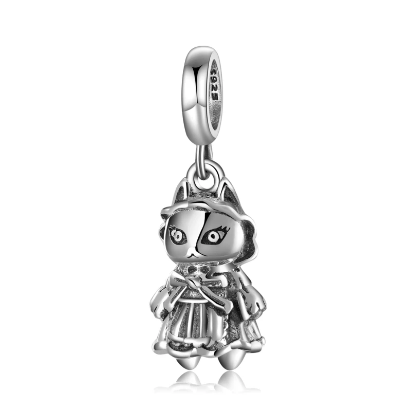 

WELMEL 925 Sterling Silver Cute maid outfit cat Charm Pendant Beads Fit Original Silver 925Bracelet Bangles DIY Female Jewelry
