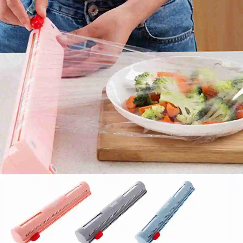 

1pc Food Wrap Dispenser Cutter Kitchen Tool Foil Cling Film Wrap Dispenser Plastic Sharp Cutter Storage Holder Kitchen Supplies