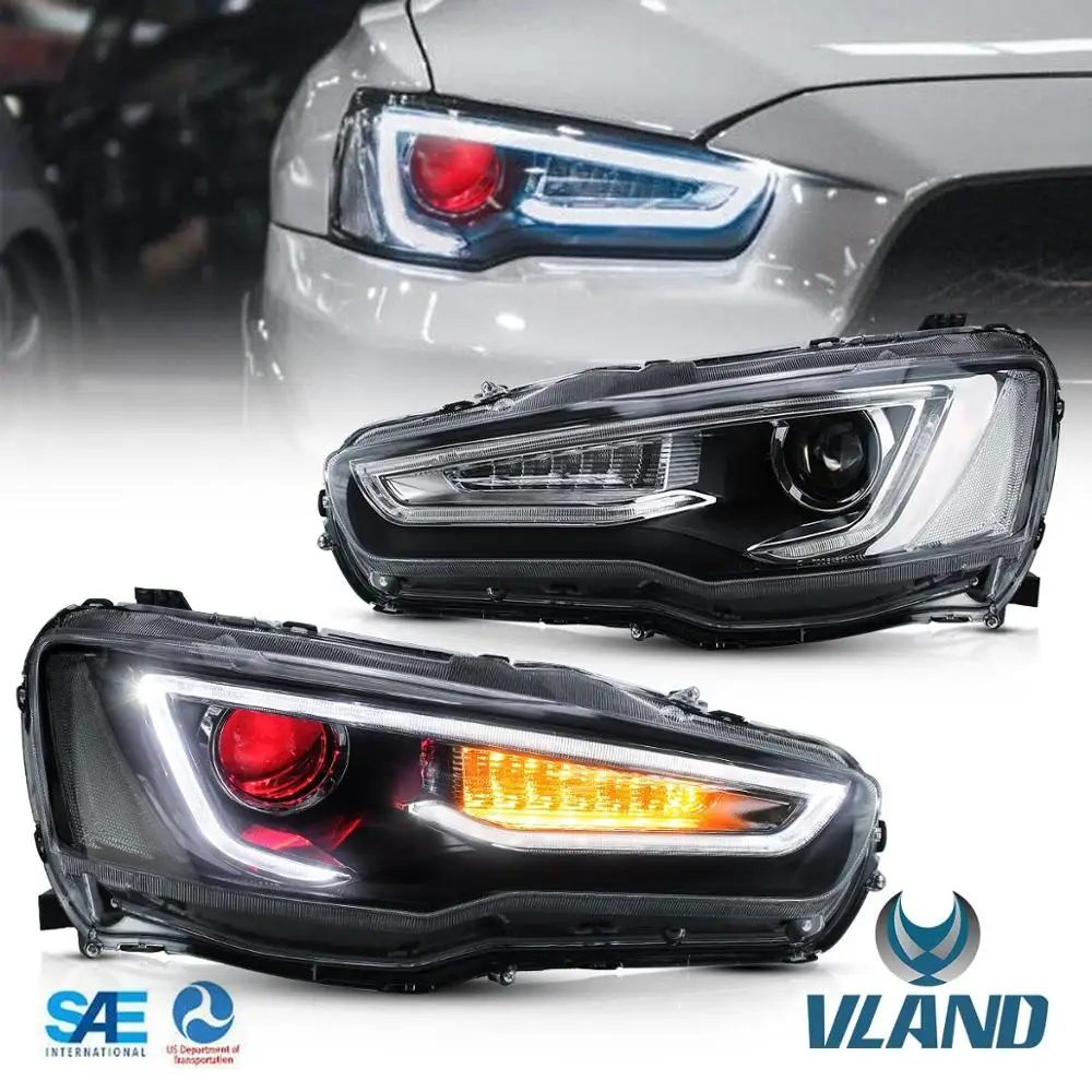 VLAND Автомобильная фара для Mitsubishi Lancer Evolution 2008 2010 2012 2013 2015 2016 СВЕТОДИОДНАЯ головная