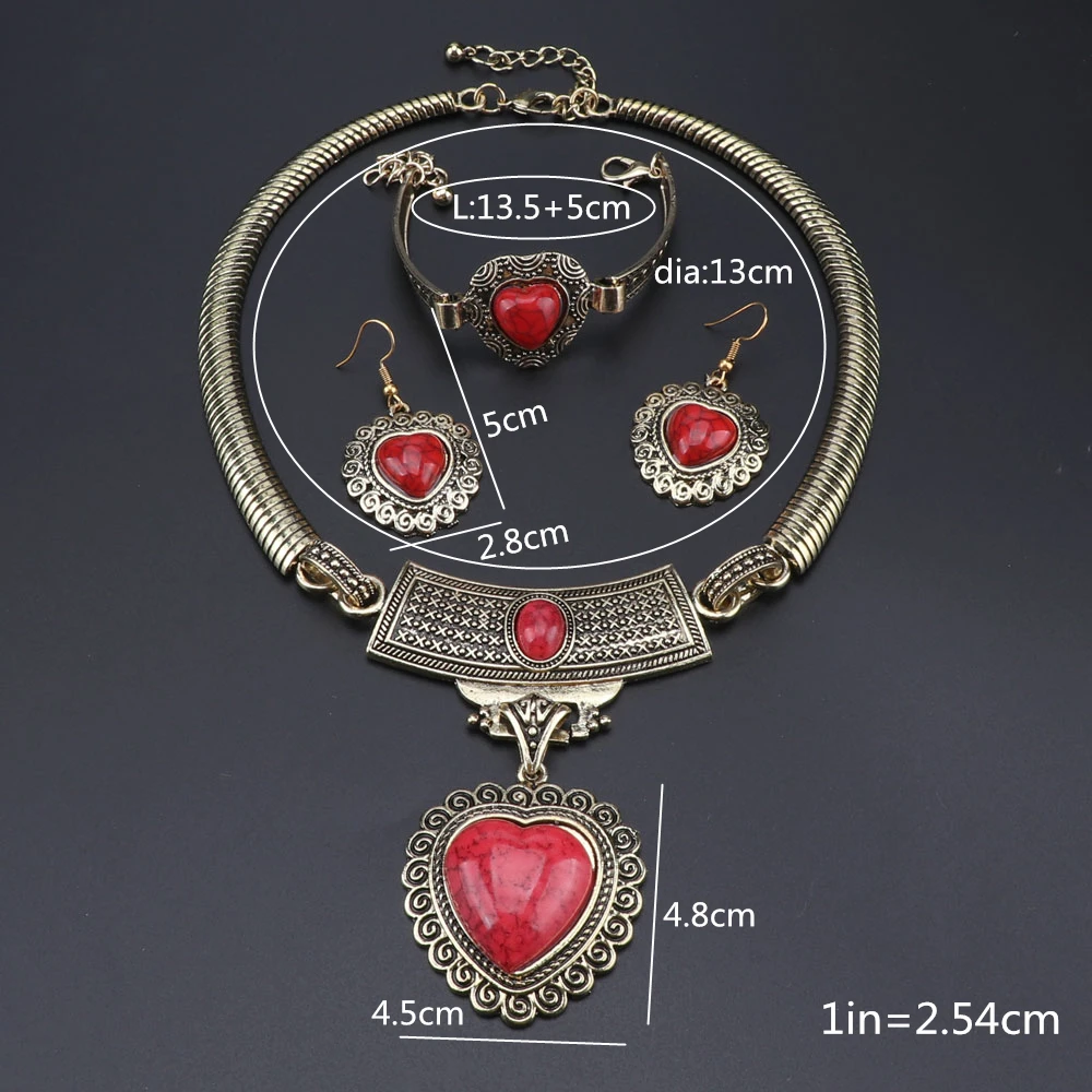 Винтажный Ювелирный Комплект из колье сердца и браслета | Украшения аксессуары