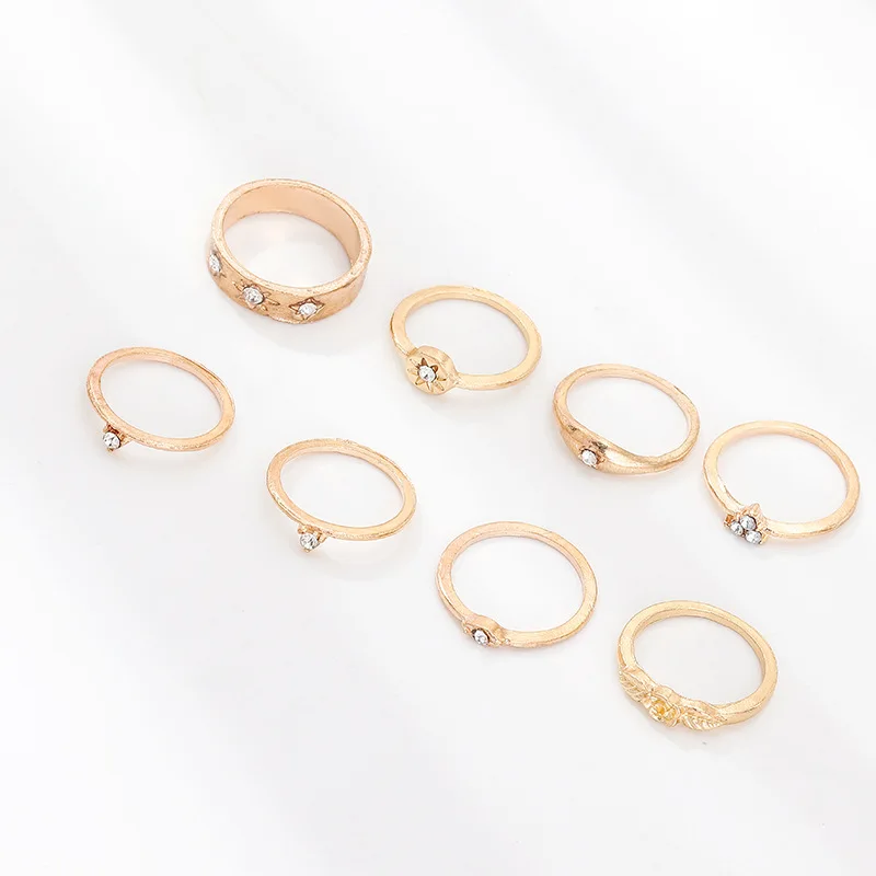 8 шт./компл. кольца Винтаж простой Повседневное золотые блестящие украшения