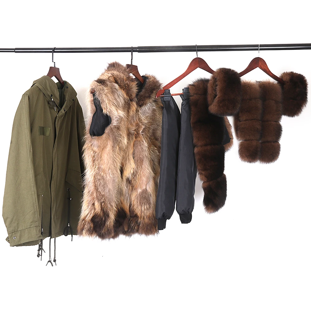 Winter Jacket Women Real Fur Coat Waterproof Parka Female Natural Raccoon Fur Liner Casual Outerwear Short Streetwear