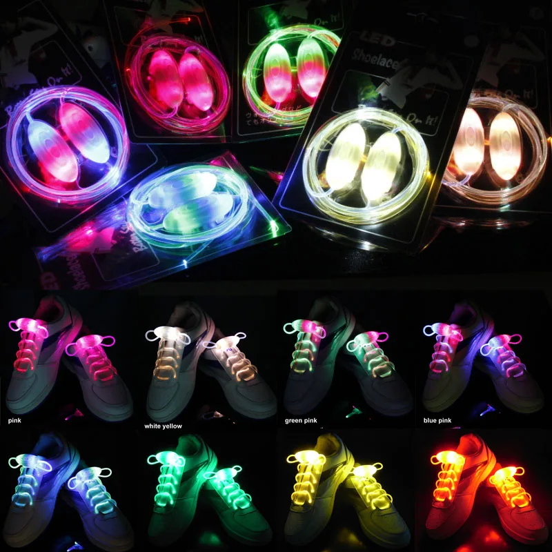 1 пара разноцветных светодиодный шнурков для обуви праздничные принадлежности