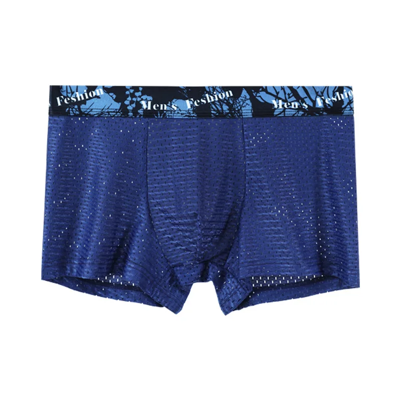Mesh Ice Silk Для мужчин нижнее белье ультра-тонкий полые трусы-боксеры шорты