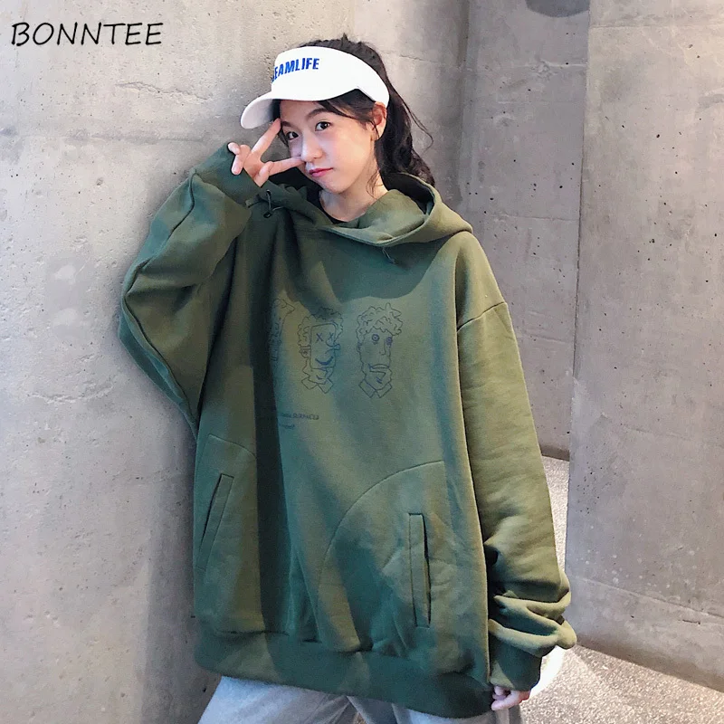 

Hoodies Women Ulzzang Soft Loose Female Plus Size Hip Hop Harajuku Student Hooded Pullovers Print Casual Womens Clothing Chic