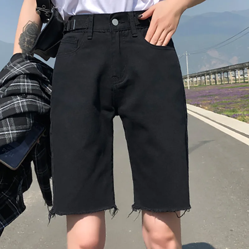 Women's Jean Black Women Sexy Slim Fashion Shorts Jeans Denim High Waist Pockets Short Zipper Pantalones Cortos 2021 New Summer