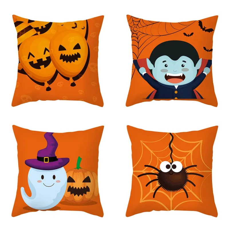 

4 шт./компл. наволочка с изображением тыквы ведьмы, наволочка для подушки на Хэллоуин, наволочка с изображением счастливых призраков и страх...