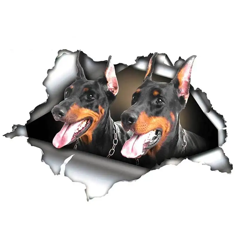 Забавные 3D черные наклейки Doberman на автомобиль мотоцикл для Volkswagen Polo Golf Audi A4 Q3 ПВХ