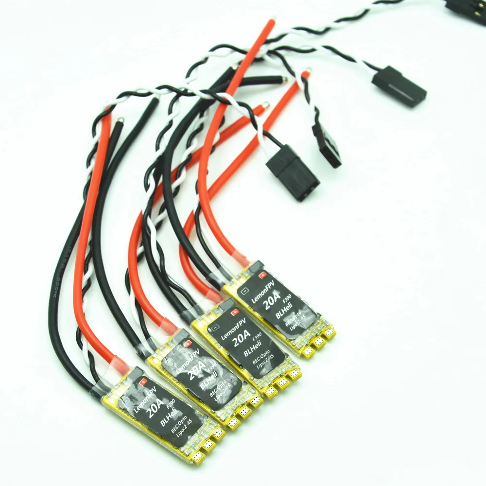 4 шт./лот LemonFPV 2 4S Mini 20A BLHeli ESC OPTO с чипом F390 и последней прошивкой BLheli (ONESHOT) для