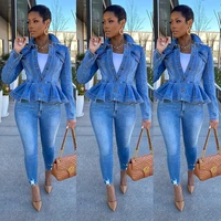spot 2021 european and american fashion casual womens long sleeved solid color jacket denim top