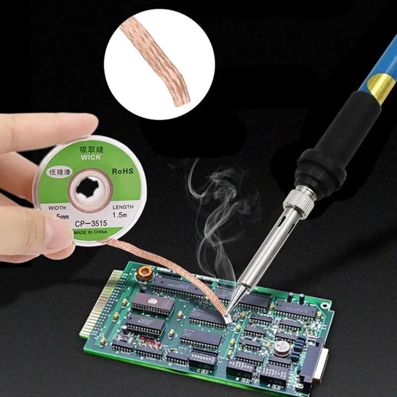 

1.5M Desoldering Braid Welding Solder Remover Wick Wire Low Residue Tin Strip Lead Cord Flux BGA Repair Tool