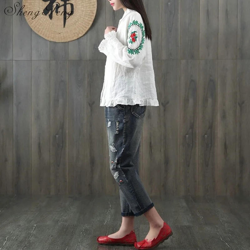 Женские джинсы 2021 с вышивкой национальная одежда женские деним CC042|Джинсы МОМ| |