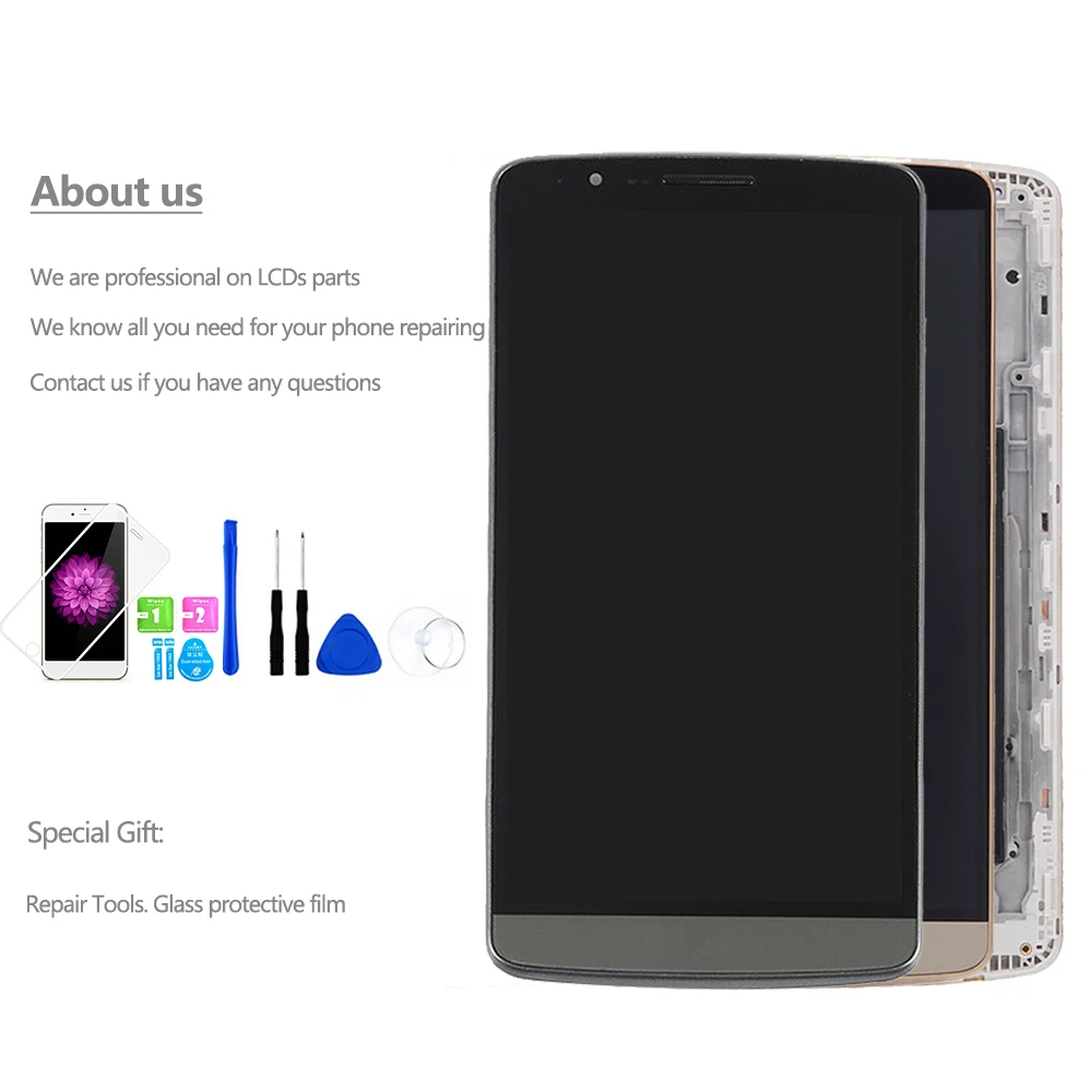 Оригинальный экран для LG G3 D850 D851 D855 ЖК дисплей с дигитайзером в сборе рамкой