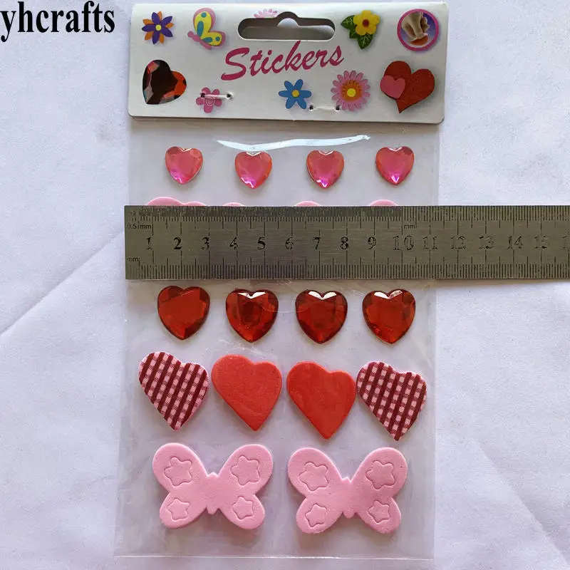 1 пакетов/лот 3D пенопластовые наклейки в форме сердца алмазов украшение на День