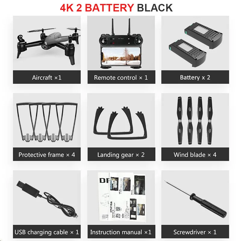 Black 4K 2B SG106 Радиоуправляемый Дрон оптический поток 1080P 720P 4K HD Двойная камера в реальном времени воздушная видео Радиоуправляемый квадрокоптер самолет позиционирование игрушки RTF малыш - Цвет: Black 4K 2B