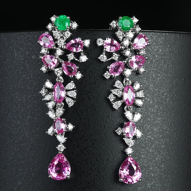 

Delicate Luxury Long Drop Earrings Inlay Dazzling AAA Cubic Zirconia Elegant Irregular Jewelry For Women Wedding Engagement Gift