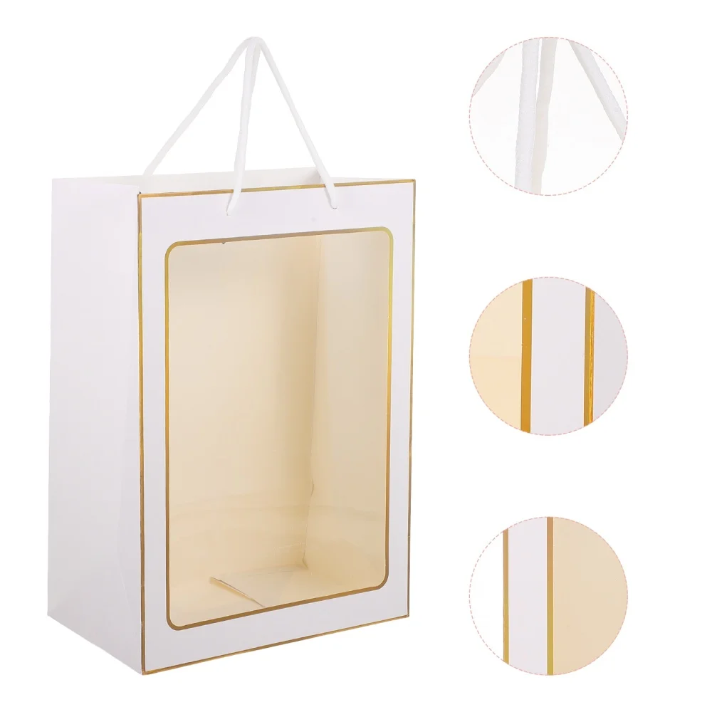 

4pcs Bouquet Packaging Bags Flower Bouquet Window Bags Handy Gift Bags