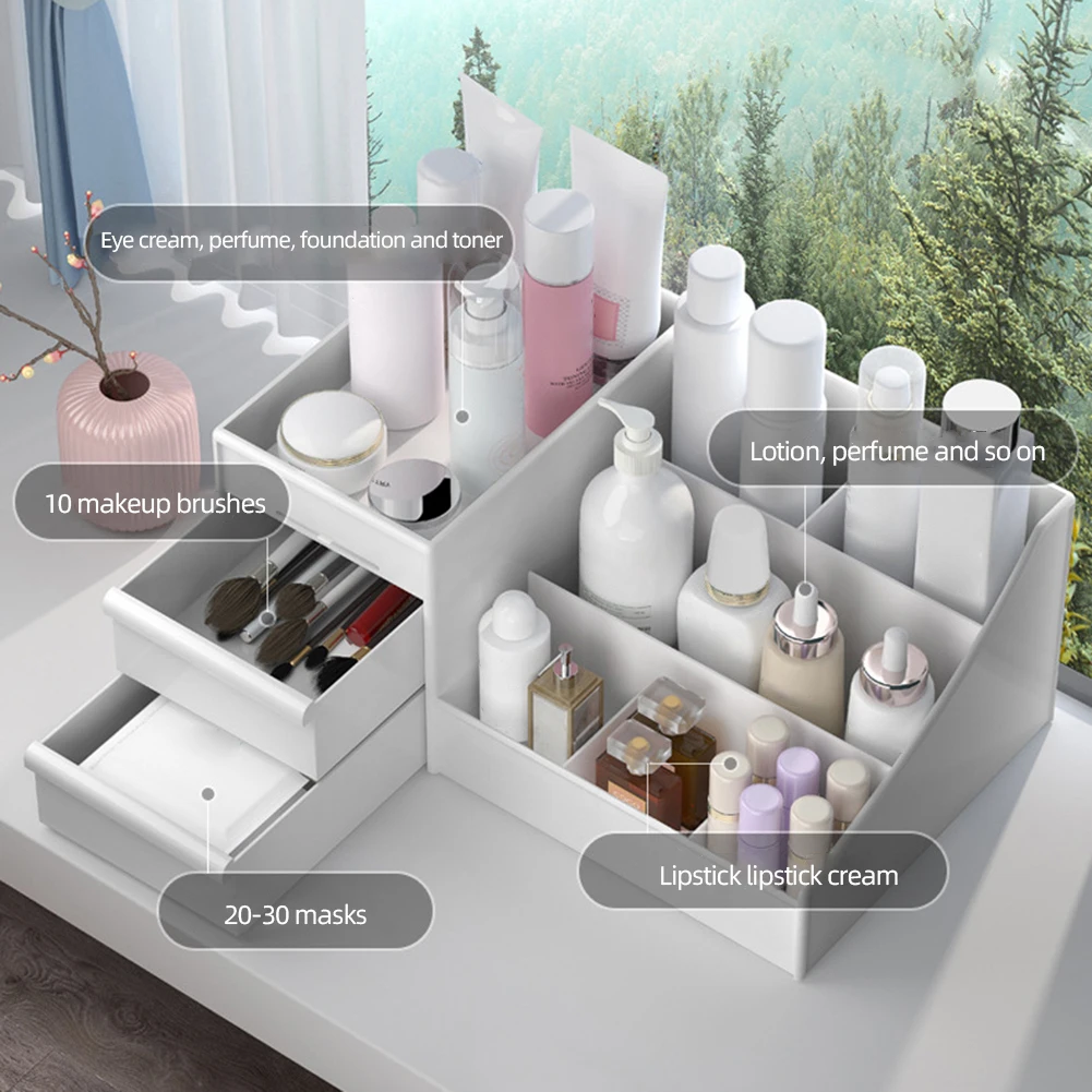 

Makeup Organizer Cosmetic Holder Storage Multifunction Desk Organizer Vanity Countertop Display Case Tray Makeup Tool Kits