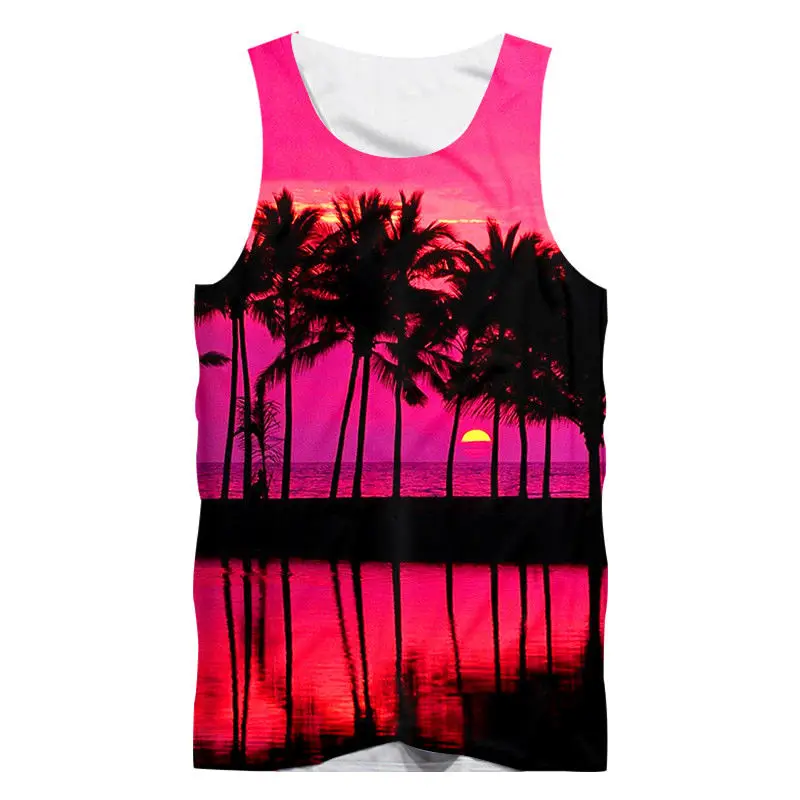 Майка с 3D-принтом пальмы для мужчин жилет в тропическом стиле повседневная майка