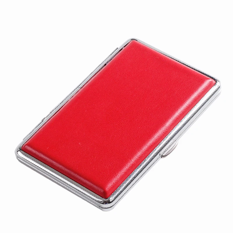 

New 1pcs Genuine ultra thin Long cigarette Case lady cigarette box pink leather for women 's slim cigarettes (hold 20)