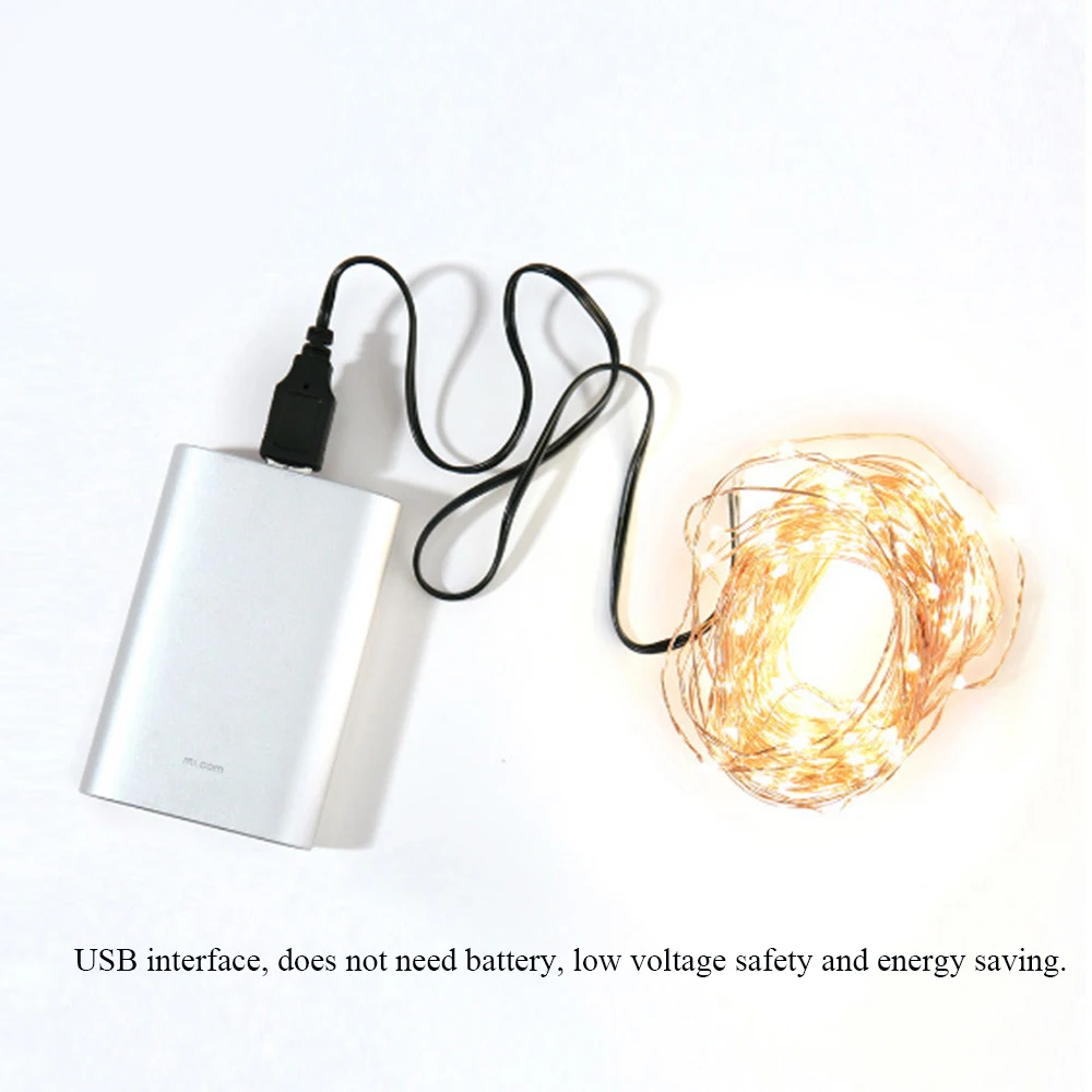 5M-10M/50-100 USB leds Silver Wire LED String lights Holiday lighting Fairy Garland For Christmas Tree Wedding Party Decoration