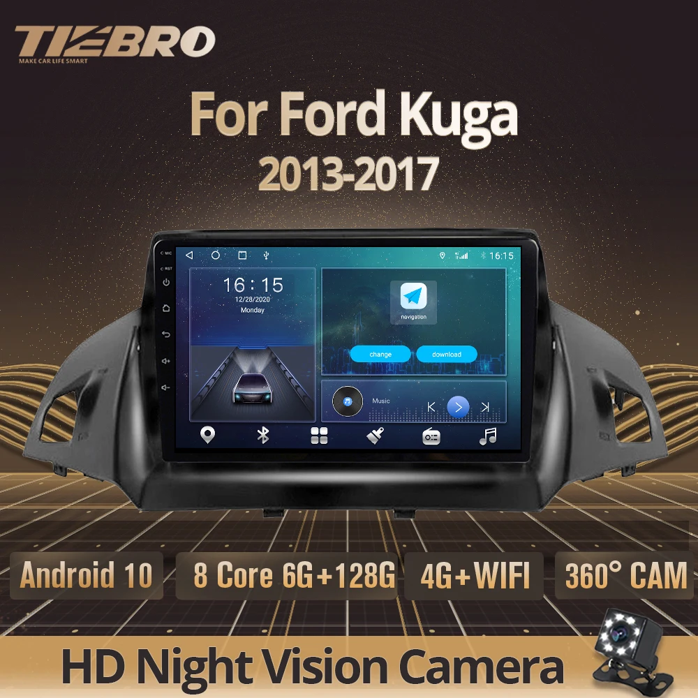 Автомагнитола 2DIN на Android 10 для Ford Kuga 2013 2017 GPS навигация стереоприемник