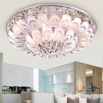 Светодиодный потолочный светильник с кристаллами и цветами круглая атмосфера