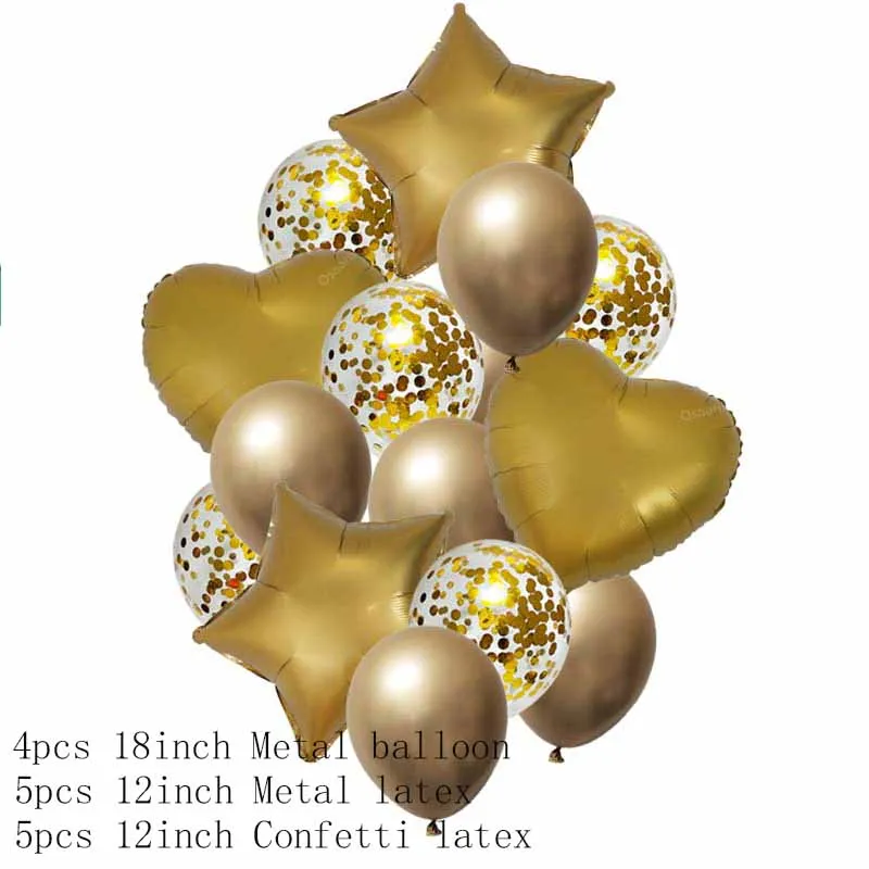 1 SET 18inch Metallic Star Heart Balloons Confetti Birthday Party Air Helium Balloon Decor Wedding Festival Balon Ballons | Дом и сад