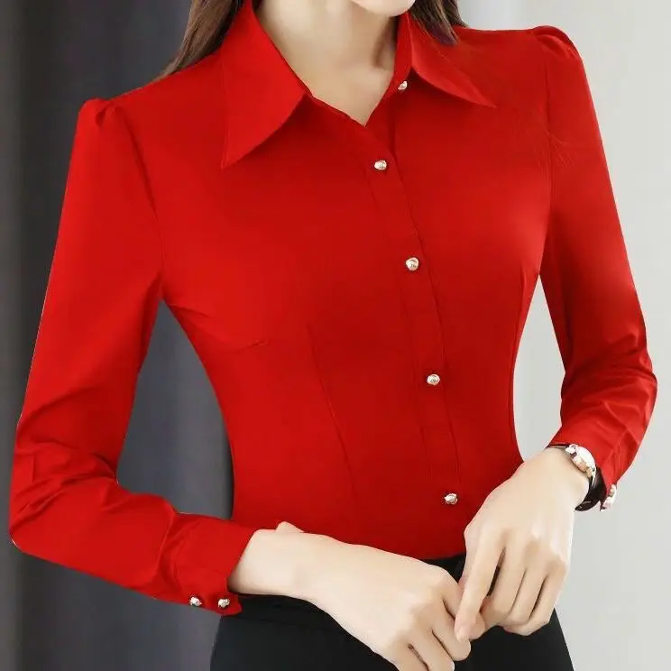 

Wear Wine Red Mujer Shirt De Shirt Ropa Long-Sleeved Chiffon Ol Women's Autumn Blouse Work Casual Women Blusas Long-Sleeved Chif