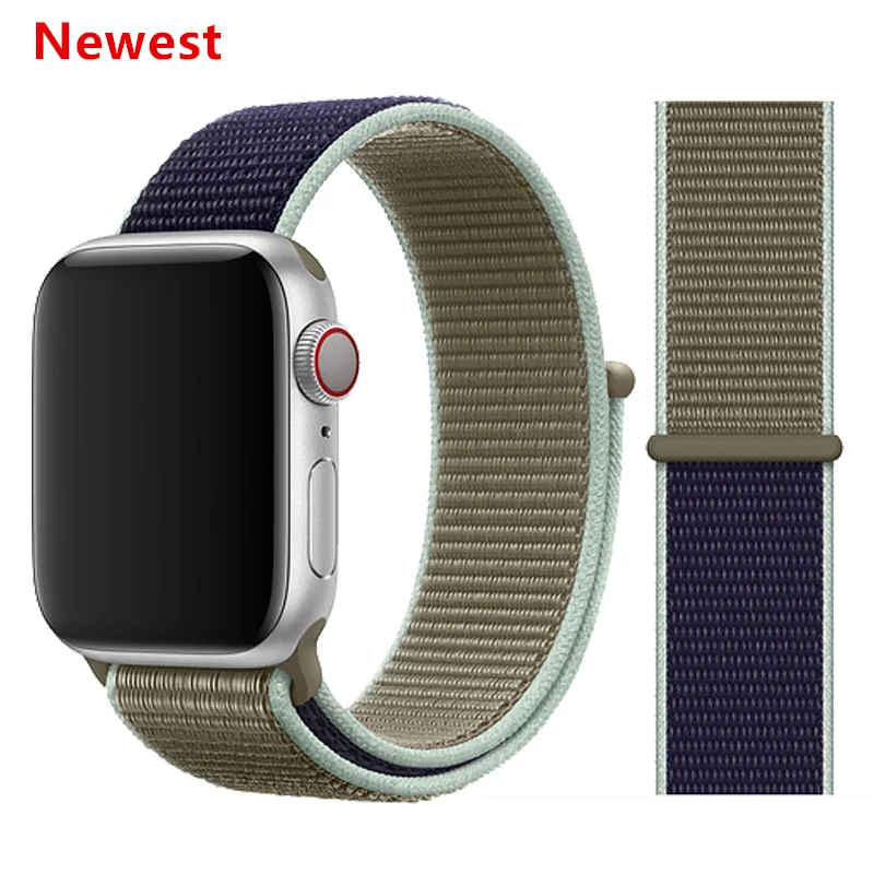 Khaki Нейлоновый ремешок для Apple Watch 42 мм 38 мм iWatch 4 ремешка 44 мм 40 мм Браслет спортивная петля ремешок для часов ремень для часов дышащий 5 4 3 2 1 - Цвет ремешка: Khaki