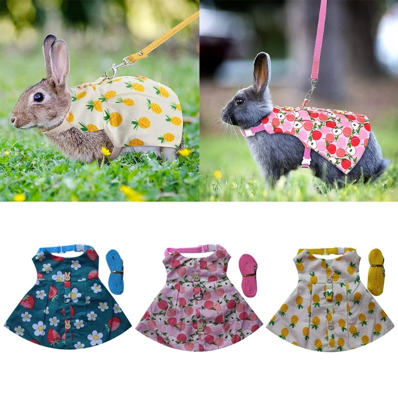 

Платье в виде кролика, жилет и поводок с маленькими животными, защитный пояс, 2 размера, Искусственный Кролик, 3 рисунка
