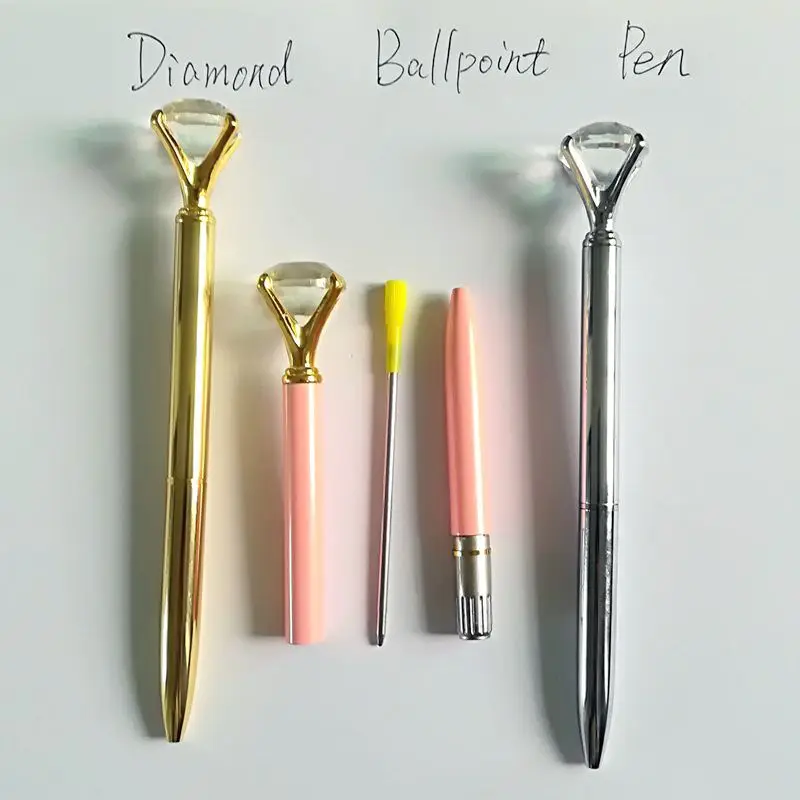 Металлический шариковый мини карандаш с алмазным кристаллом цветной 1 мм