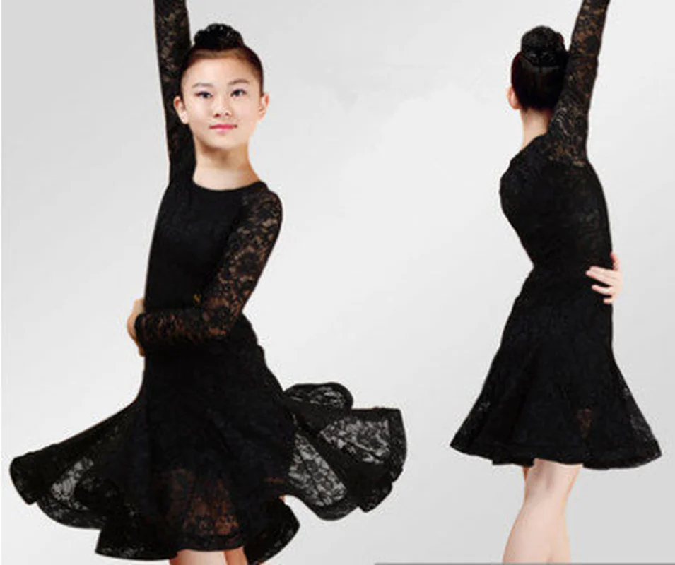 Lace Girl Latin Dance Dress Competition For Children Girls Ballroom Kids Skirt tango salsa Dancewear Practice Wear | Тематическая