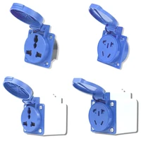 blue ip54 10a16a 220v multifunction industry electrical ac power socket outdoor universal waterproof socket with bottom box