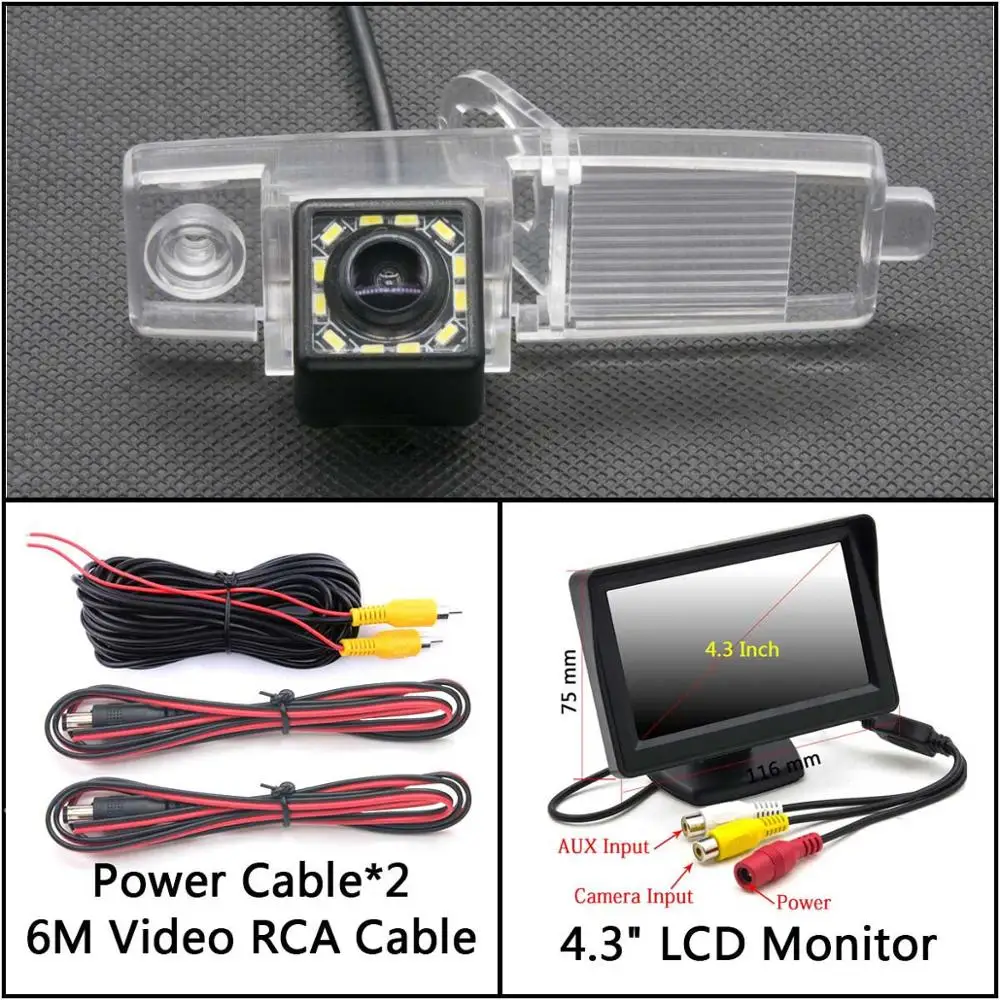 Cam Add 4.3 inch LCD 12 Светодиодный свет заднего хода автомобиля зеркало заднего вида Камера для Toyota Highlander 2003 2004 2005 2006 2007 2008 2009 2010 2011 2012 Стоянкы Автомобилей Автомобиля - Название цвета: Cam Add 4.3 inch LCD