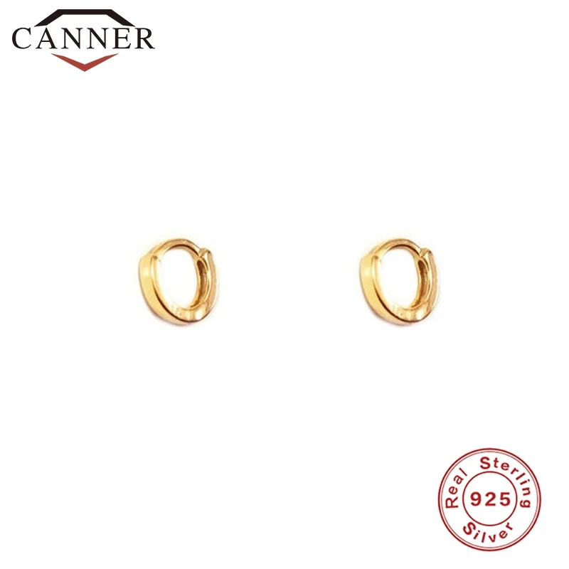 3-gold 925 пробы, серебряная Геометрическая Бусина Серьги-заклепки для женщин, круглый крест, маленькие серьги-кольца, ювелирные изделия для ушей - Окраска металла: 3-gold