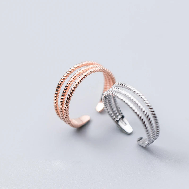 ElfoPlataSi/модное трехслойное коктейльное Открытое кольцо из 100% стерлингового