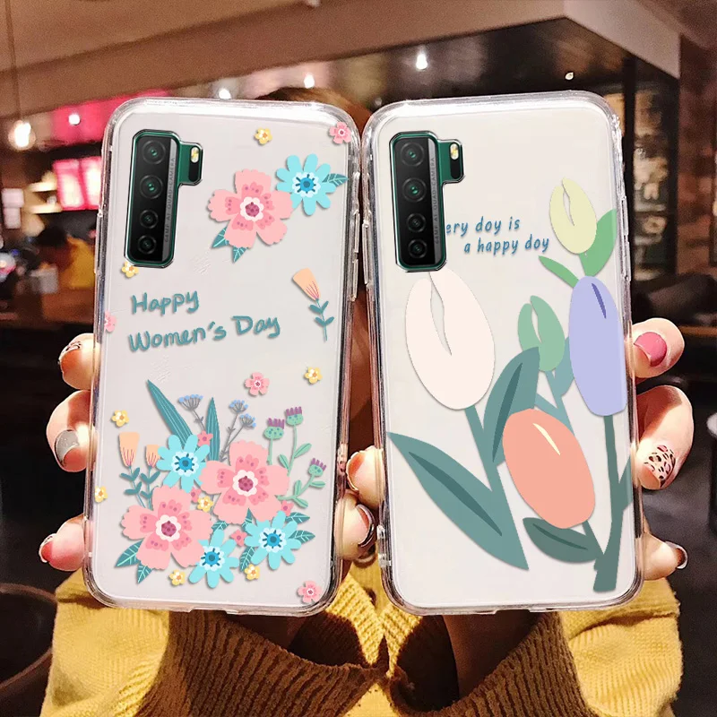 

P Smart Pro 2021 Case Transparent Soft Silicon Cover For Huawei P Smart 2019 Case Flower Shell Huawei P Smart Z Case Psmart 2020