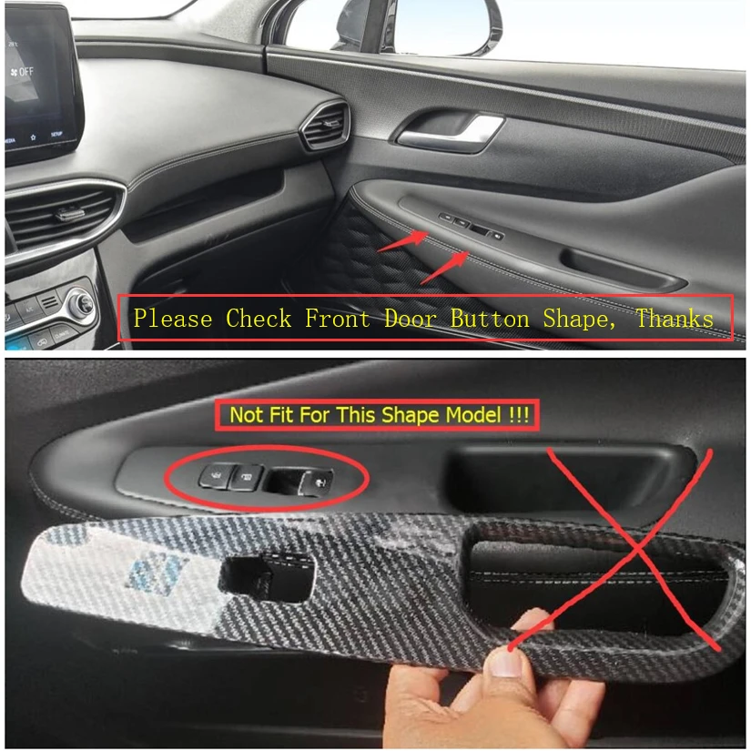 Lapetus IInside дверная ручка панель объемного стеклоподъемника Накладка подходит для hyundai Santa Fe /цвет из углеродного волокна