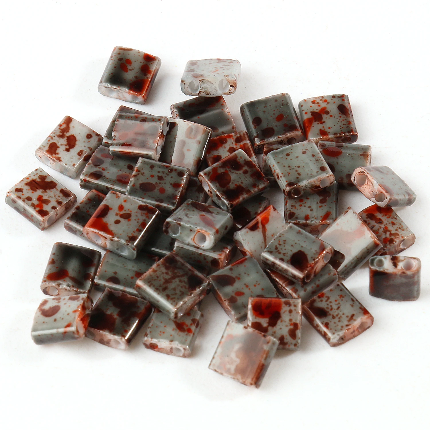 

5mm Square Shape Multicolor Double Hole Beads Loose Stone Beads for Needlework Jewelry Making Miyuki Vintage 50pcs/lot