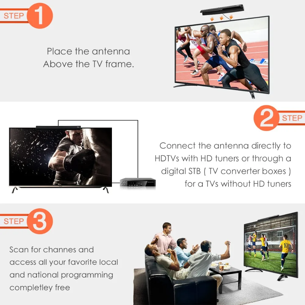 

Digital Indoor Signal Reception with Amplifier Booster US Power Adapter Tv Antenna Hook Disign HDTV Antenna