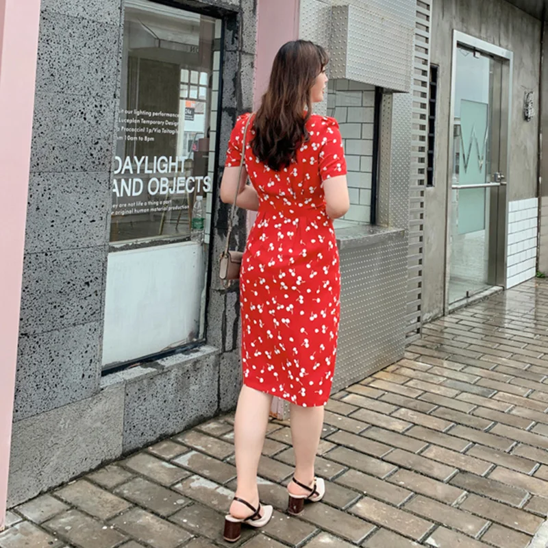 2021 Абая длинные весенние женские вишни платья большого размера плюс модная