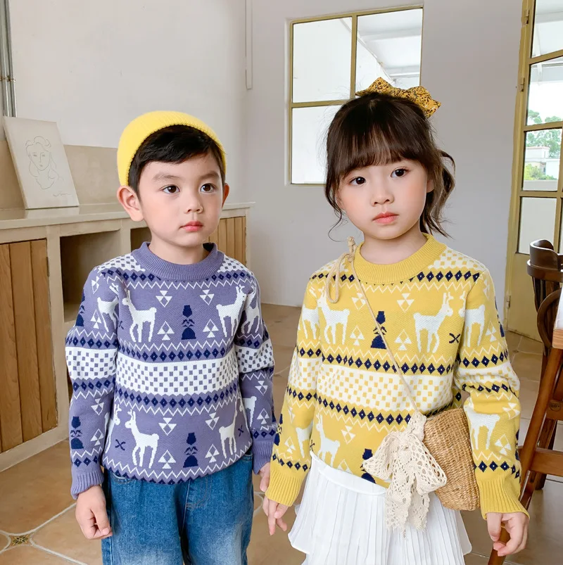 

Children's Sweaters 2020 Autumn New Baby Boys and Girls Print Knitted Sweater Kids Girls Knitted Coat 2-8 Years Baby Sweaters