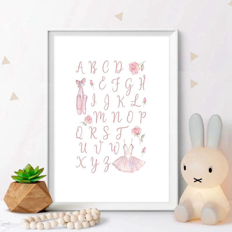 Цифровая Картина на холсте с розовым алфавитом Настенная картина для декора