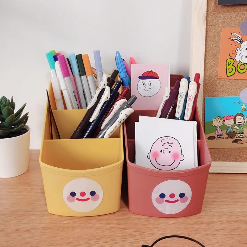 Korea High Capacity Pen Holder Storage Box Desktop Makeup Brush Stationery Tape Rack 4 Grid Desk Organizer | Канцтовары для офиса