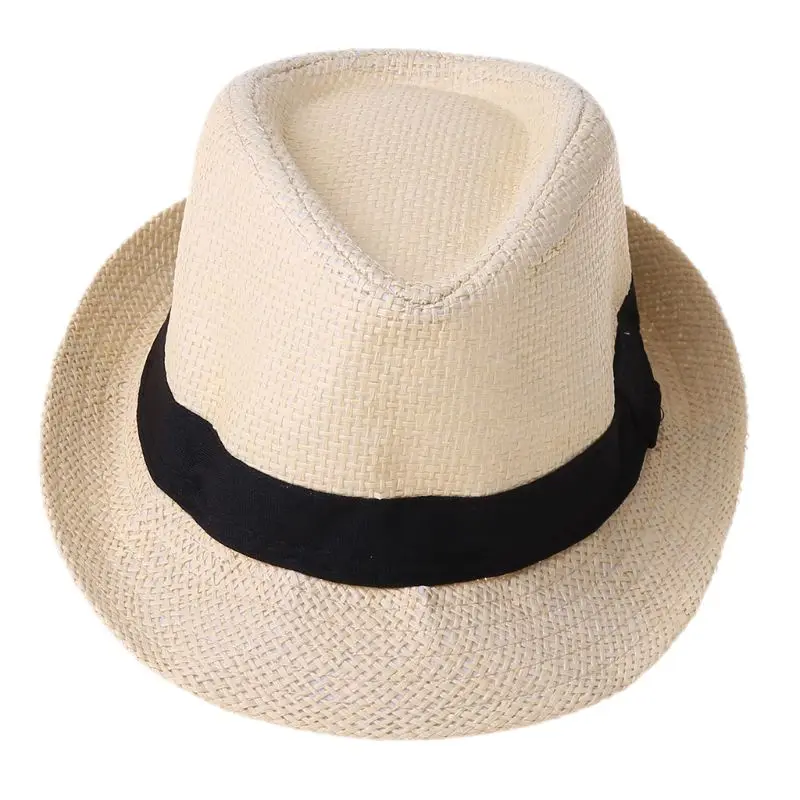 

Children Kids Summer Beach Straw Hat Jazz Panama Trilby Fedora Hat Gangster Cap Outdoor Breathable Hats Girls Boys Sunhat