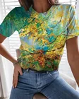 Женская футболка с 3D принтом растений, модная футболка с круглым вырезом и коротким рукавом, пуловеры, топы, женская Повседневная футболка, уличный Топ, на лето