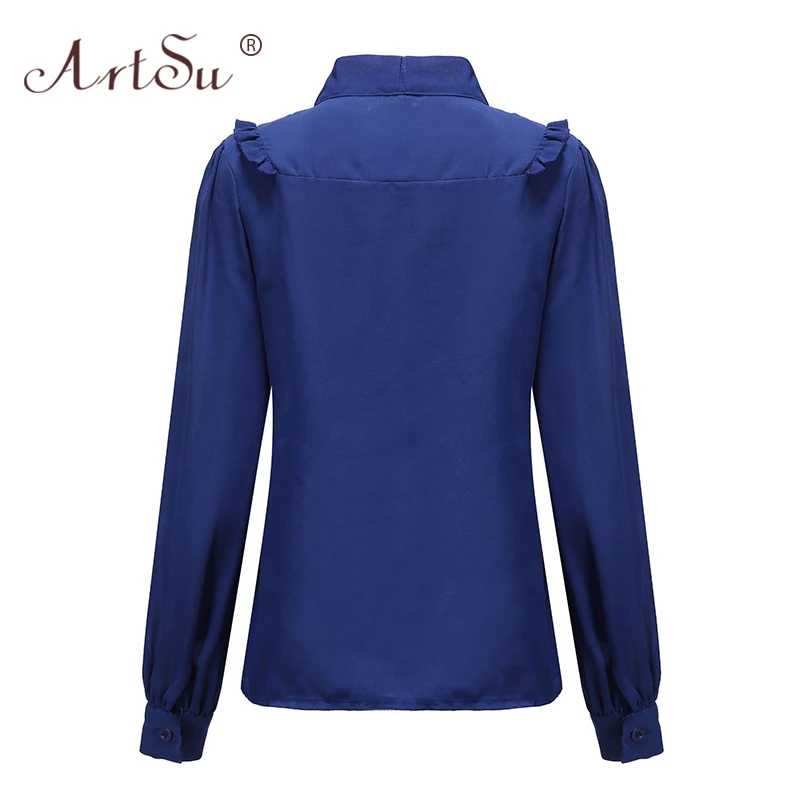 Женская шифоновая блузка с воротником-стойкой длинным рукавом | одежда