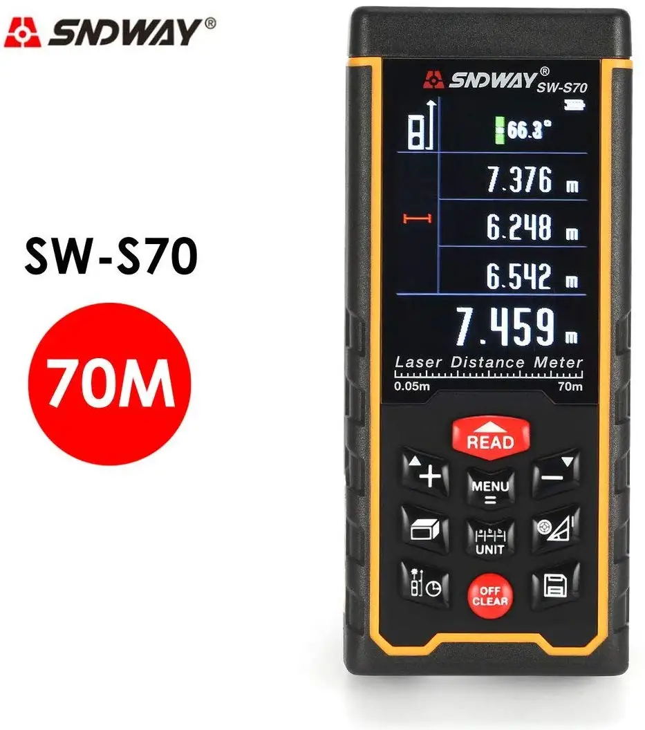 SNDWAY цифровой лазерный дальномер цветной дисплей Rechargeabel 100M 70M 50M измеритель