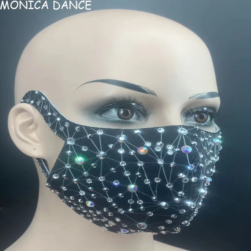 New Fashion Rhinestones Masks Party Show Costume Performance Evening Club Dance Wear Singer Stones | Тематическая одежда и